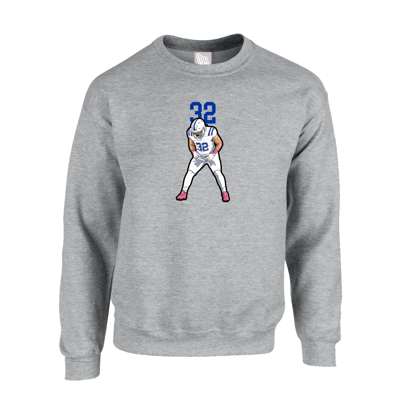 Fleece Crew — Number Top in Grey