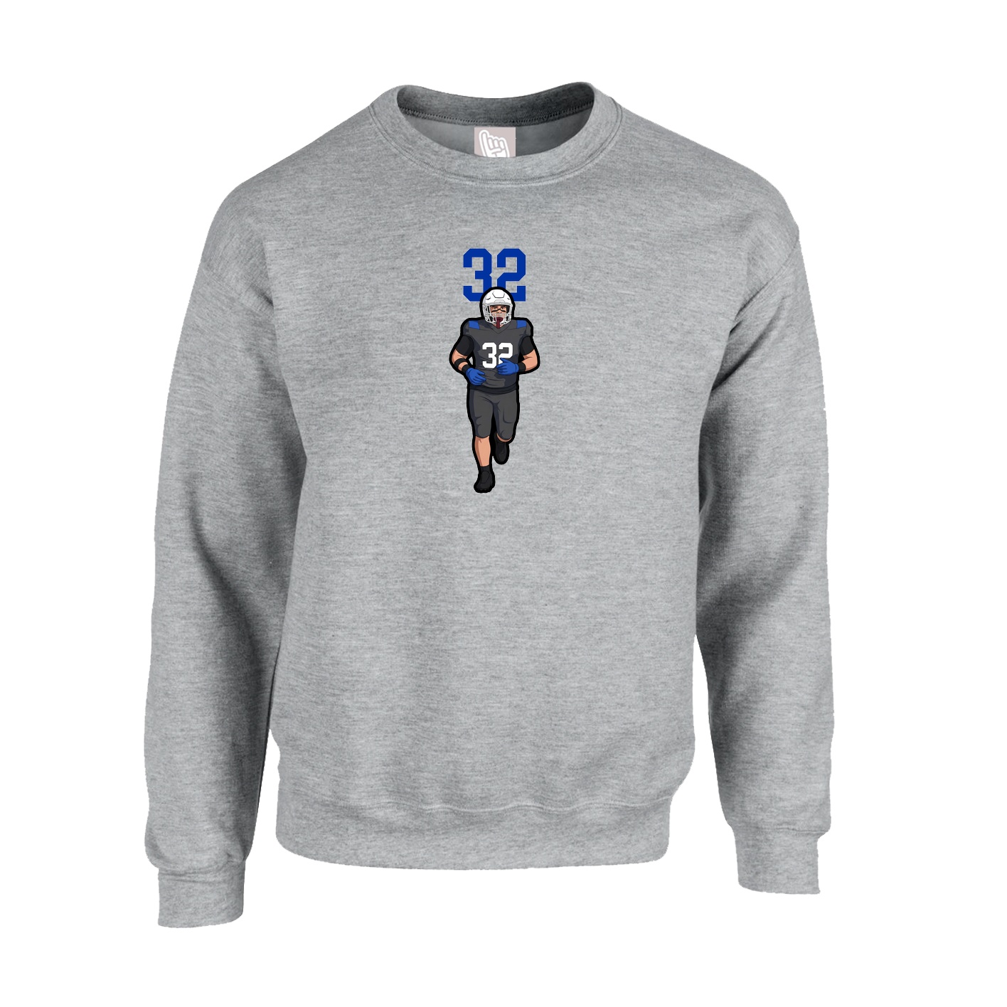 Fleece Crew — Number Top in Grey