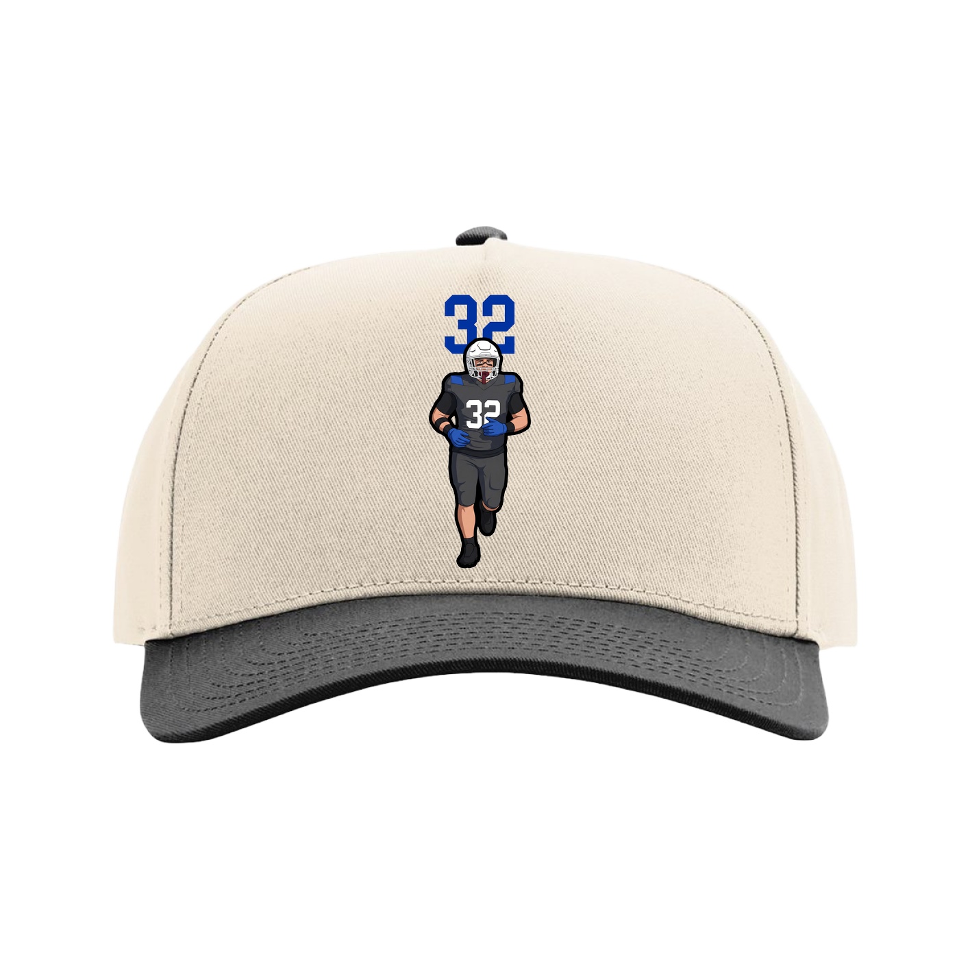 Full Fabric Five-Panel Champ Cap — Number Top in Cream/Black