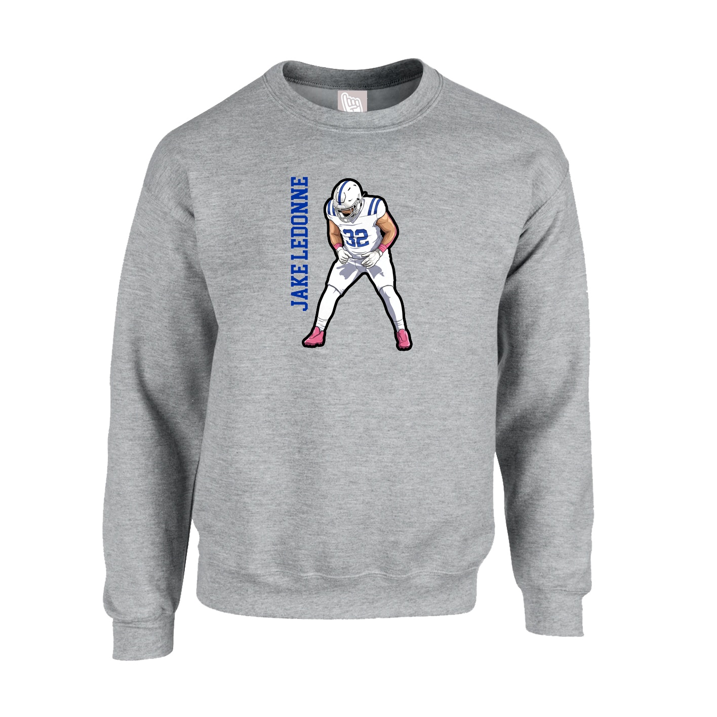 Fleece Crew — Name Vertical in Grey