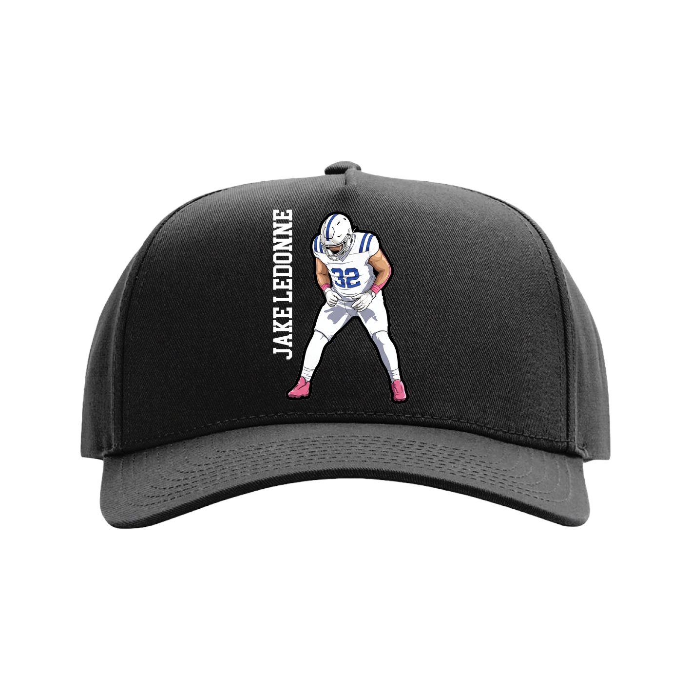 Full Fabric Five-Panel Champ Cap — Name Vertical in Black
