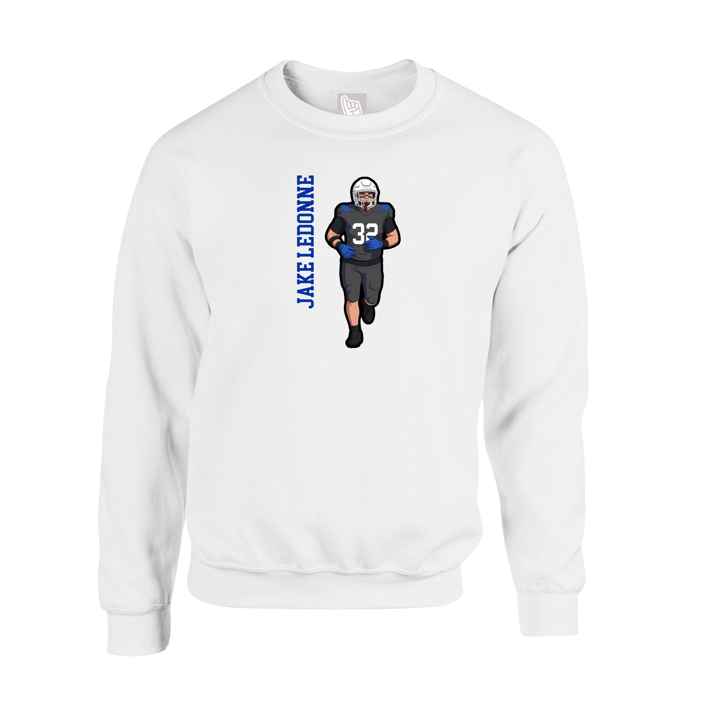 Fleece Crew — Name Vertical in White