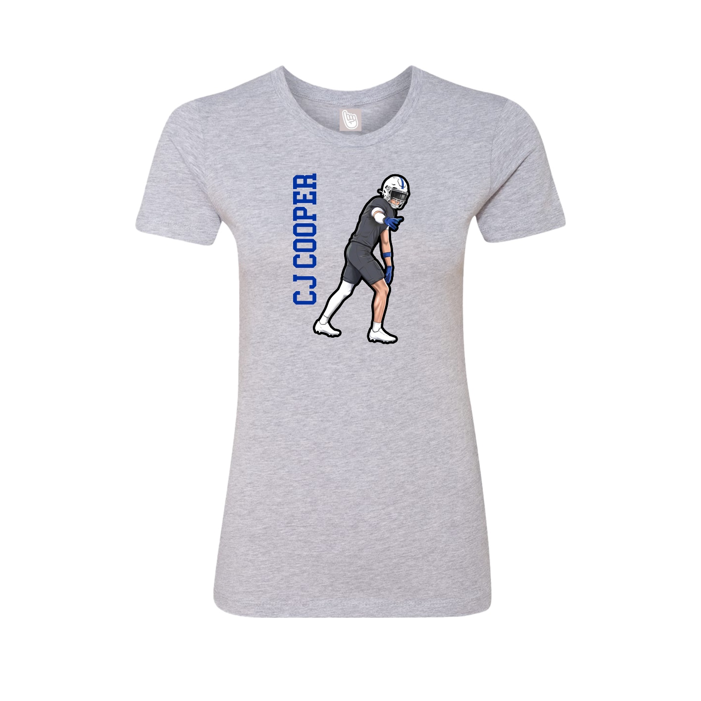 Fitted Women's Tee — Name Vertical in Grey
