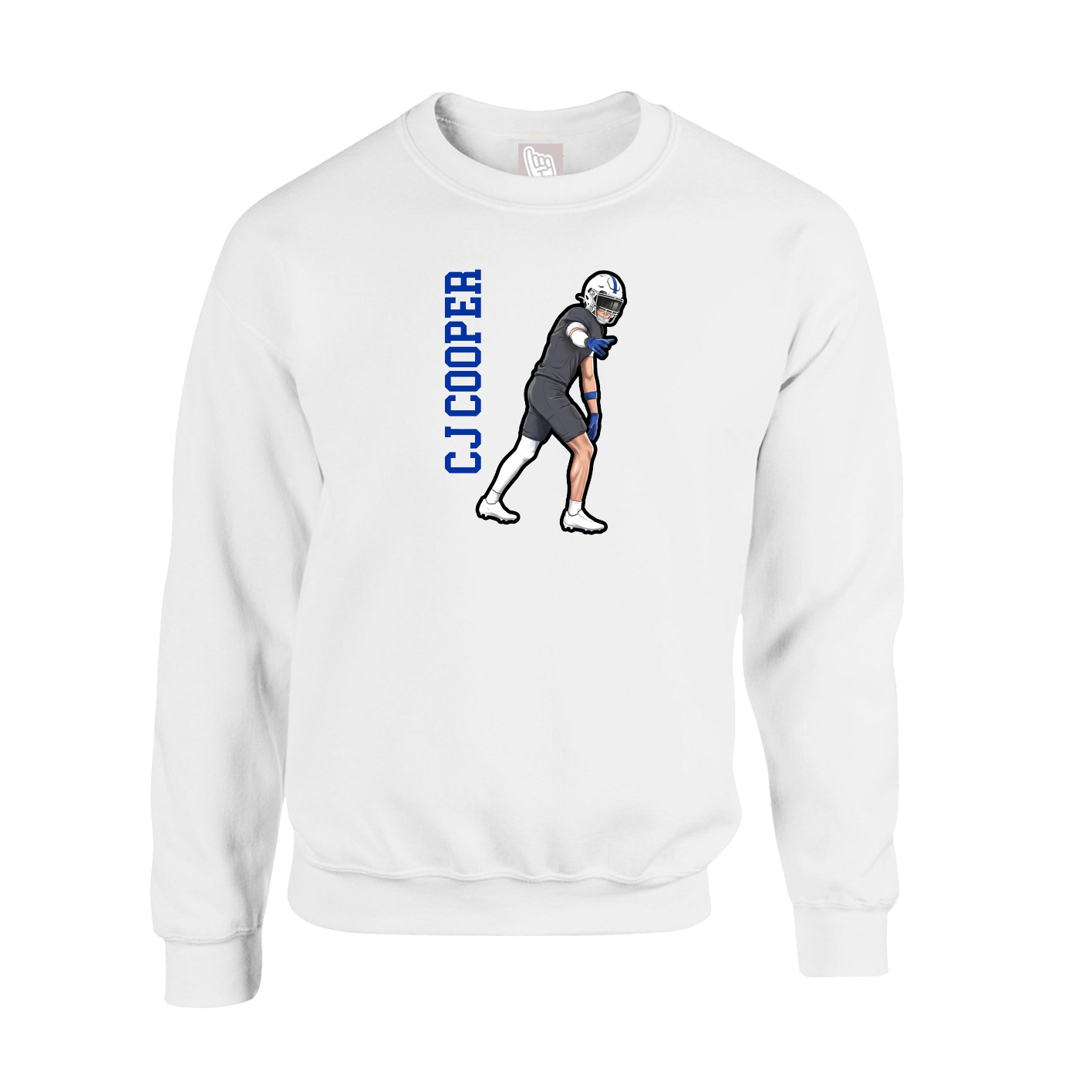 Fleece Crew — Name Vertical in White