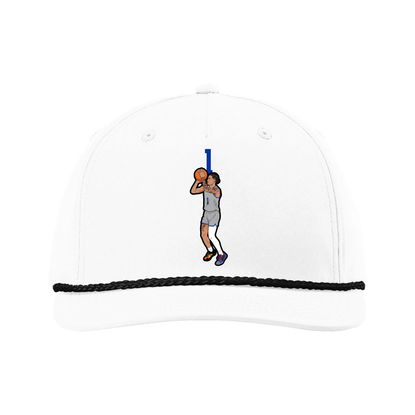 Five-Panel Classic Rope Cap — Number Top in White