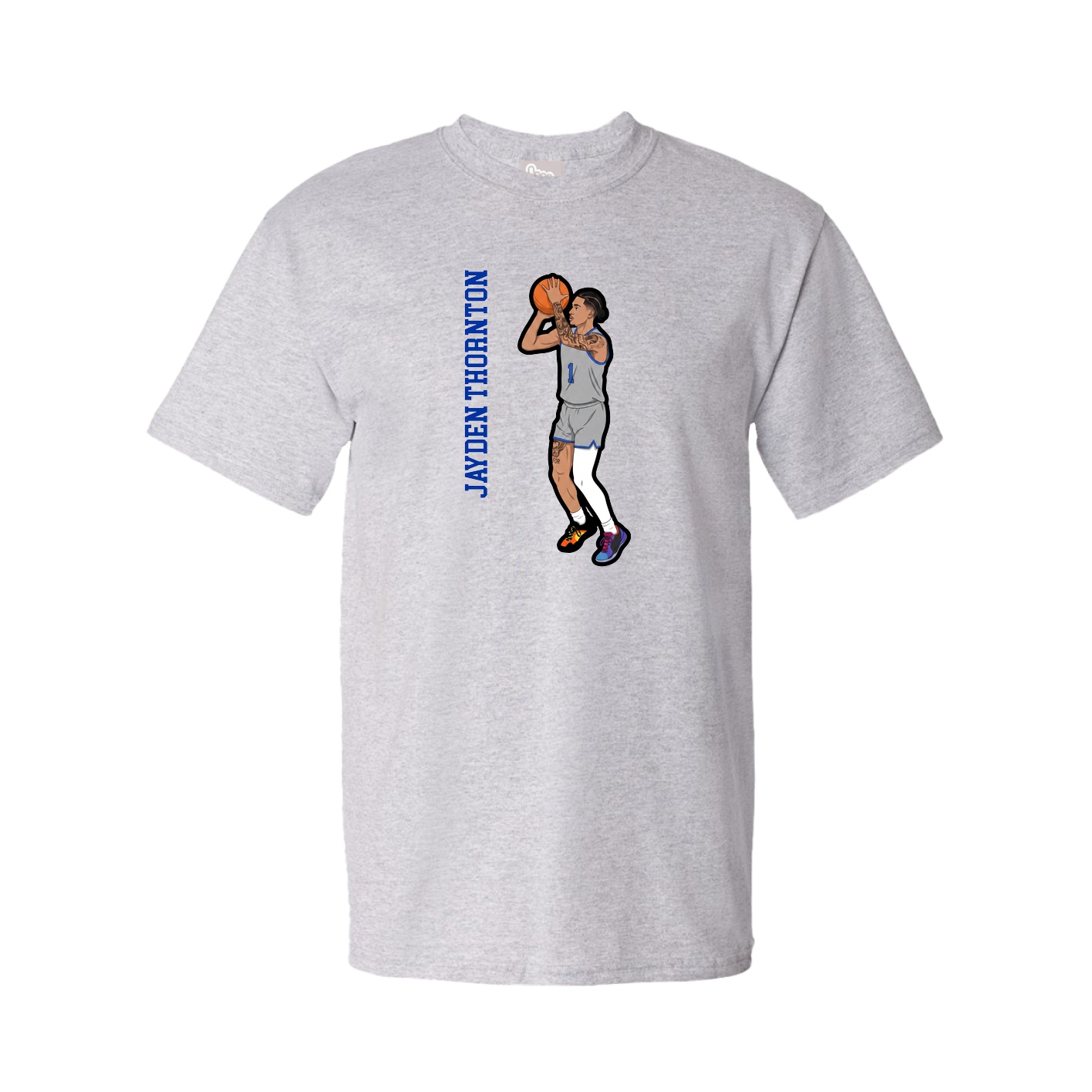 Youth Tee — Name Vertical in Grey