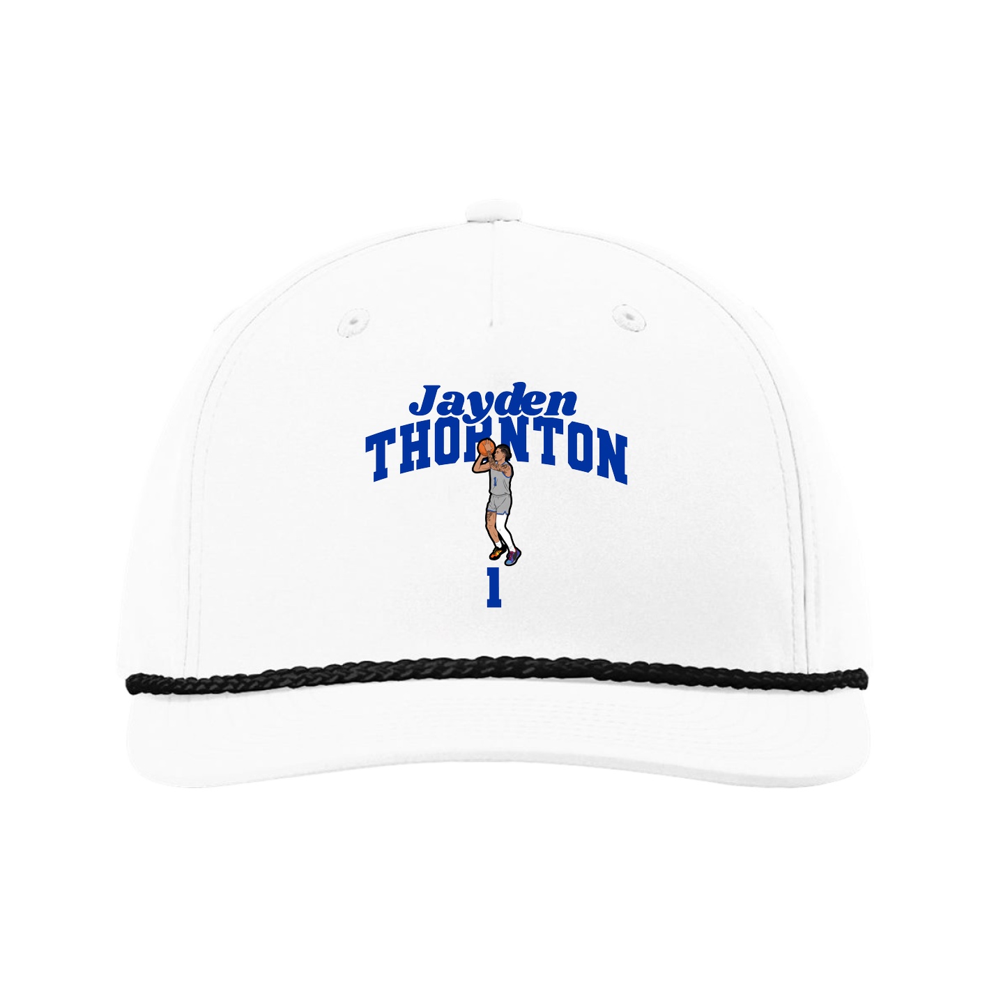 Five-Panel Classic Rope Cap — Signature Arch in White