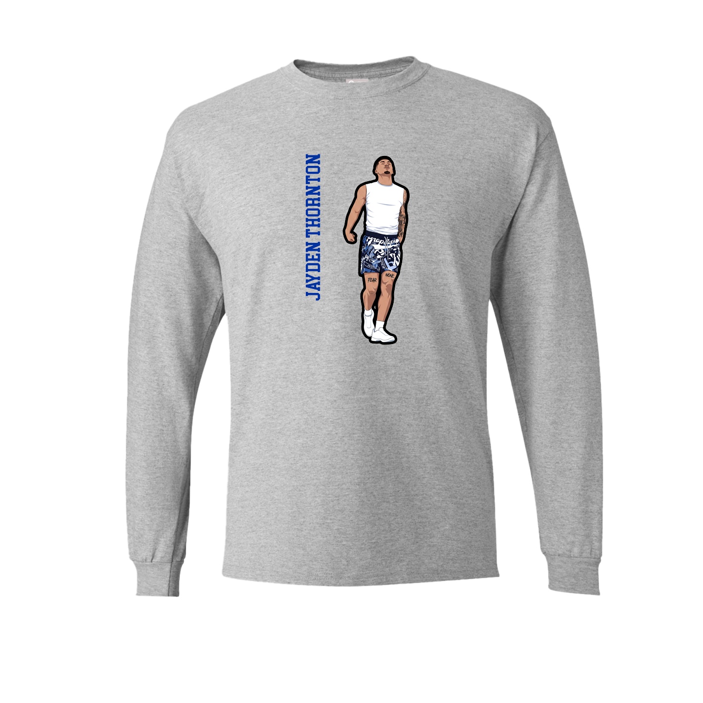 Long Sleeve Tee — Name Vertical in Grey