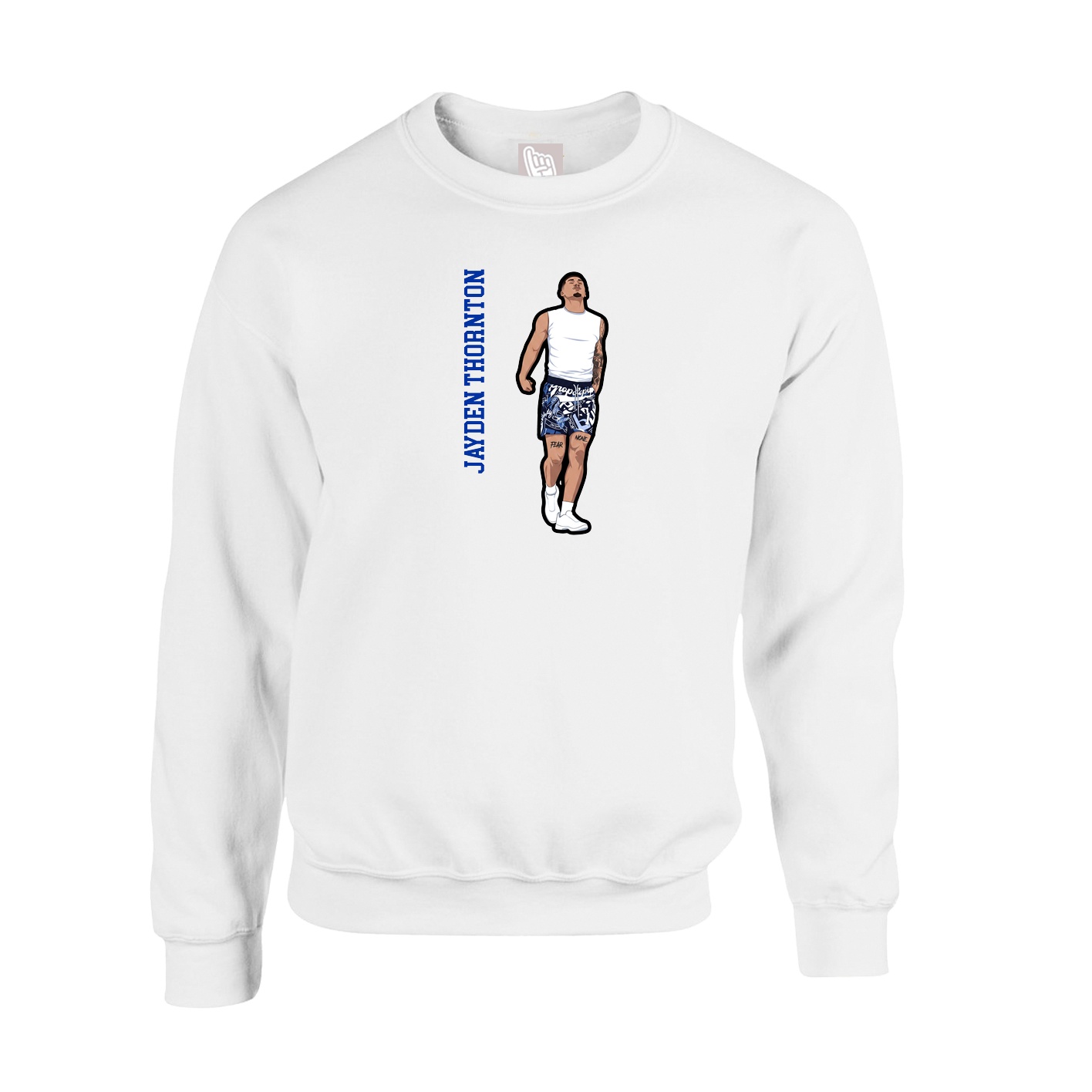 Fleece Crew — Name Vertical in White
