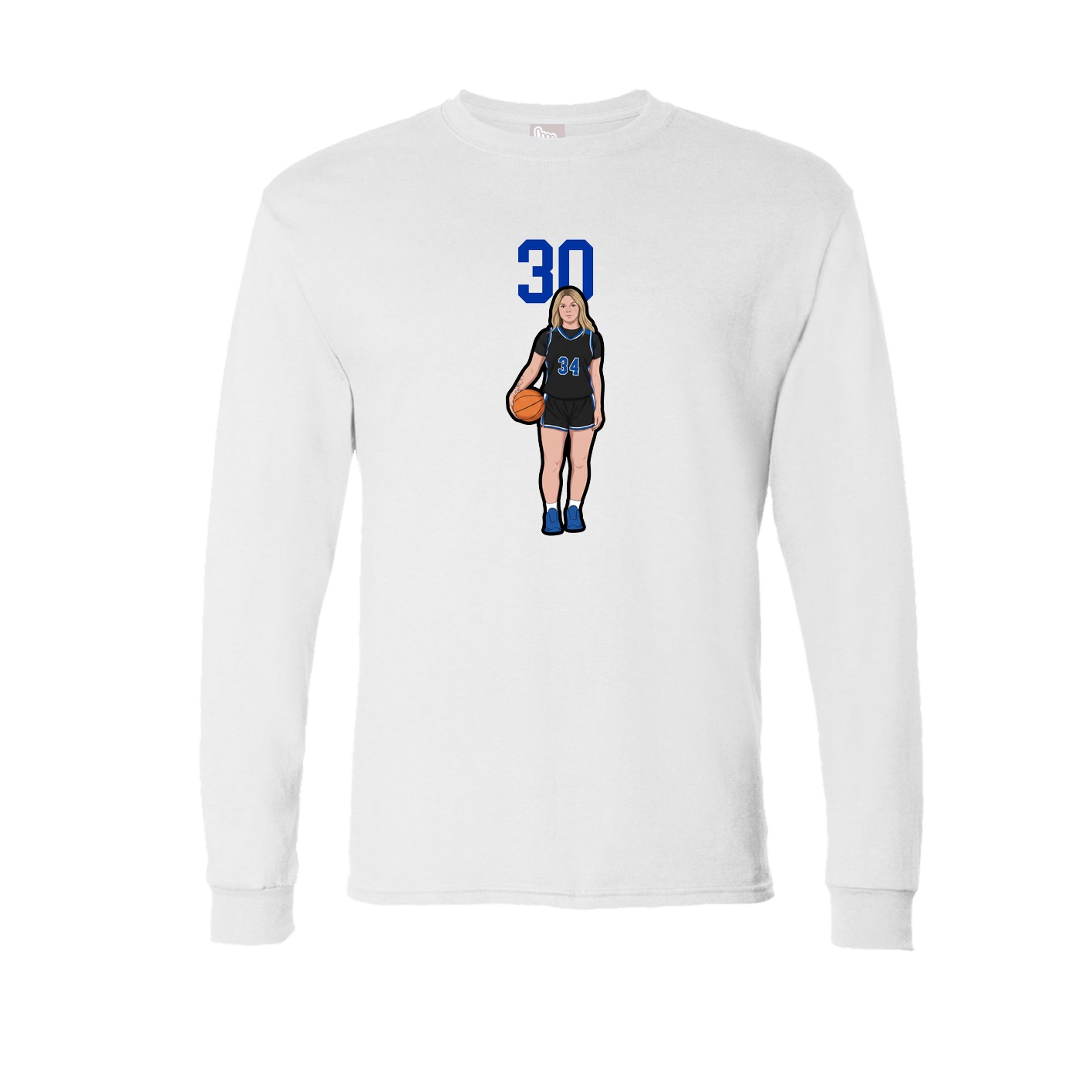 Long Sleeve Tee — Number Top in White