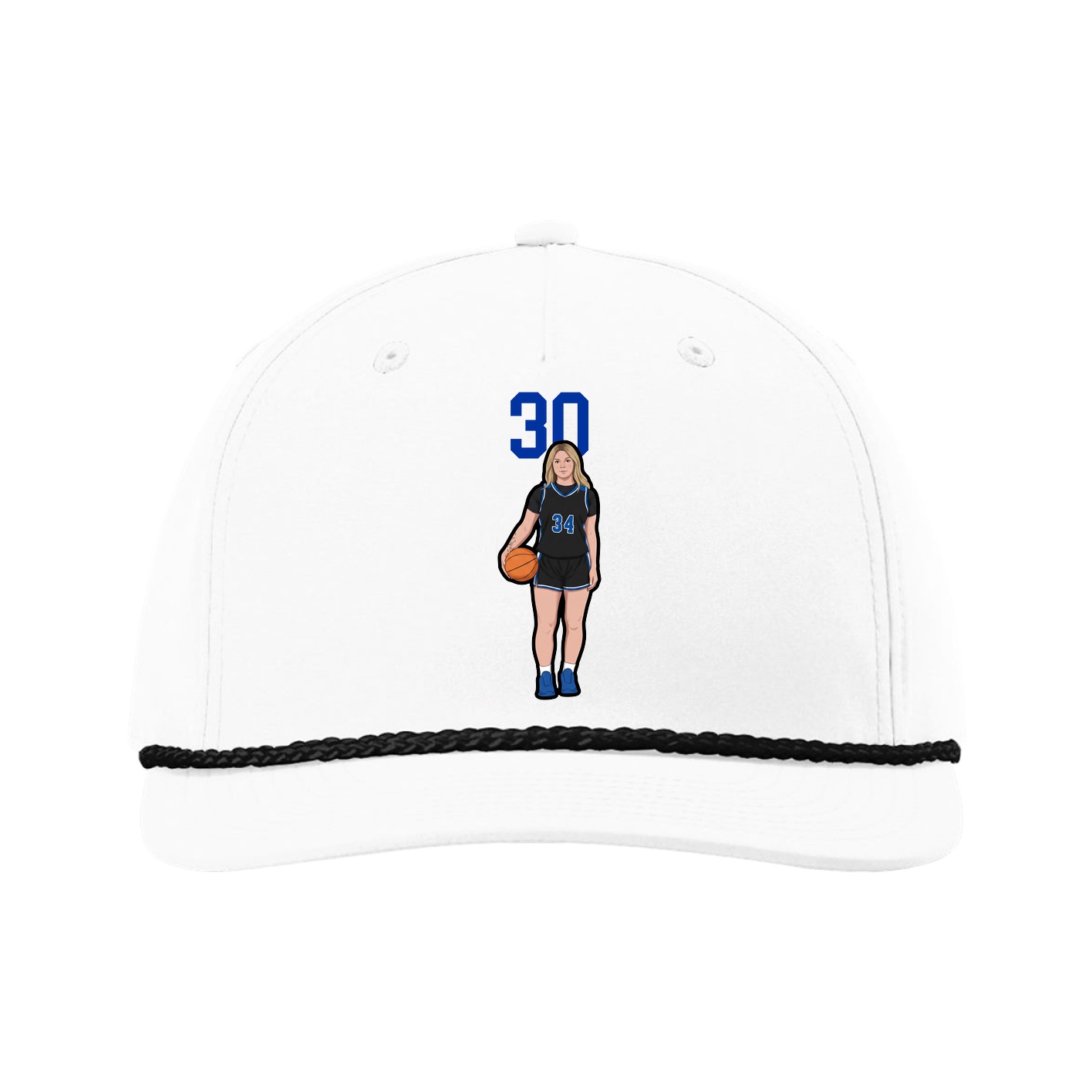 Five-Panel Classic Rope Cap — Number Top in White