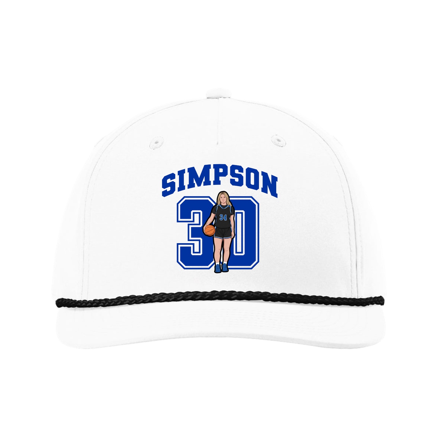 Five-Panel Classic Rope Cap — Number in White