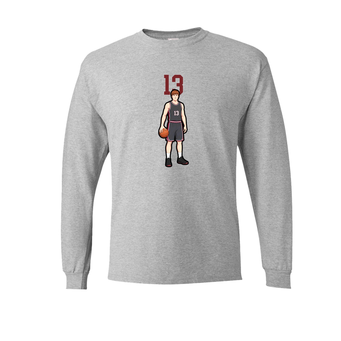 Long Sleeve Tee — Number Top in Grey