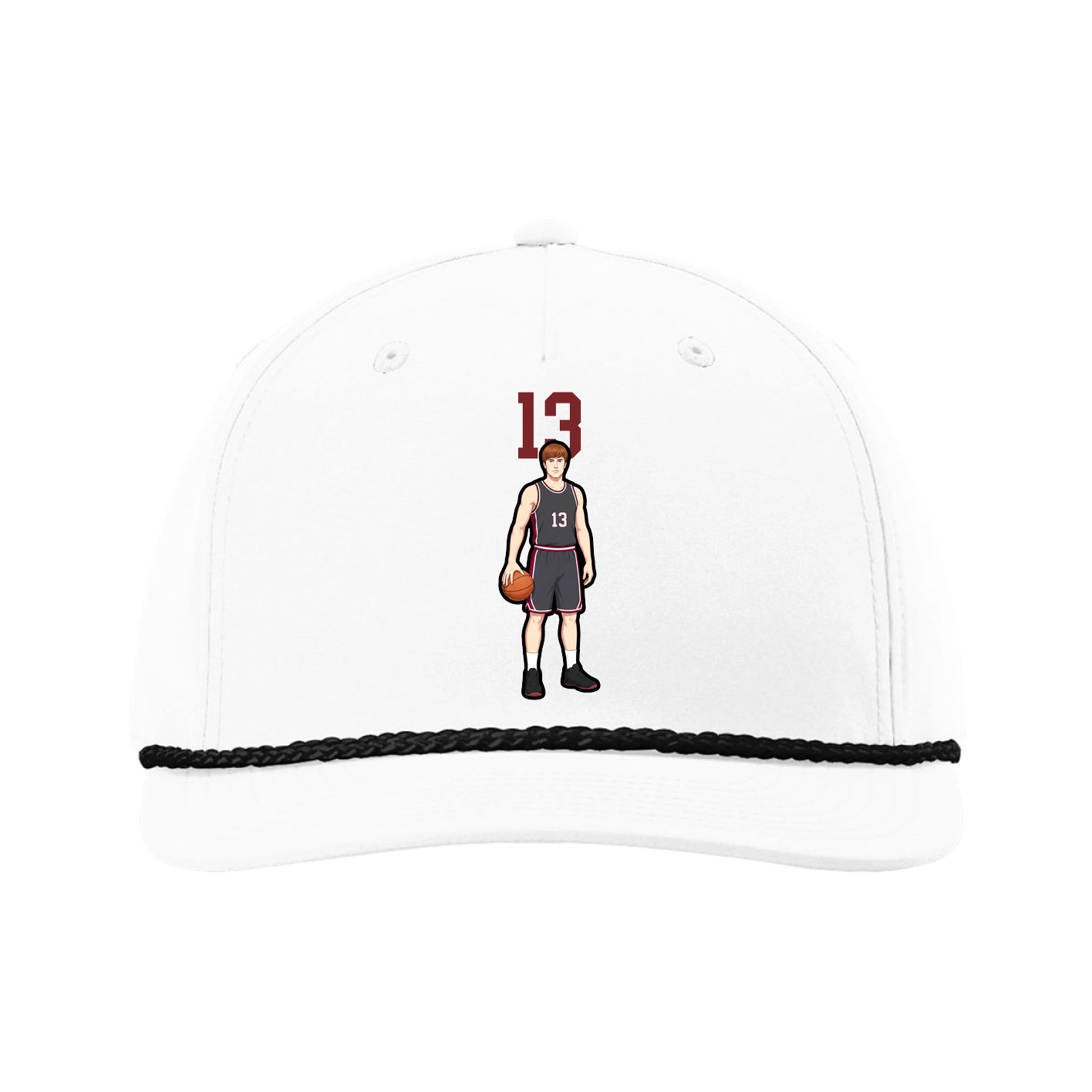 Five-Panel Classic Rope Cap — Number Top in White