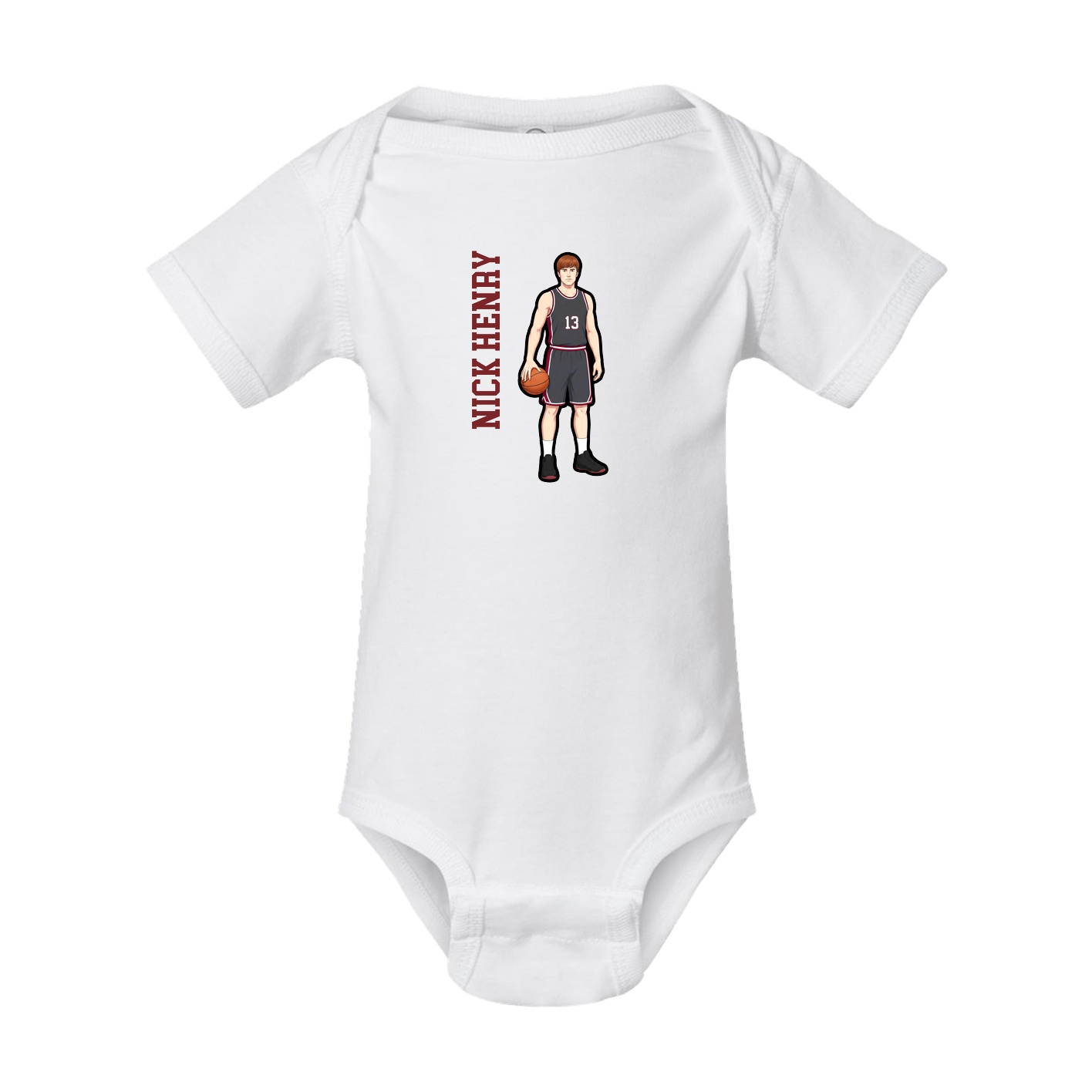 Baby Onesie — Name Vertical in White