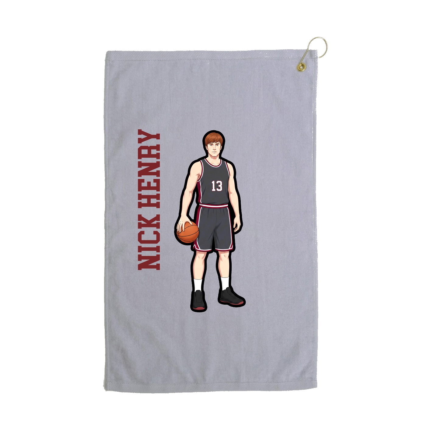 Golf Towel — Name Vertical in Grey