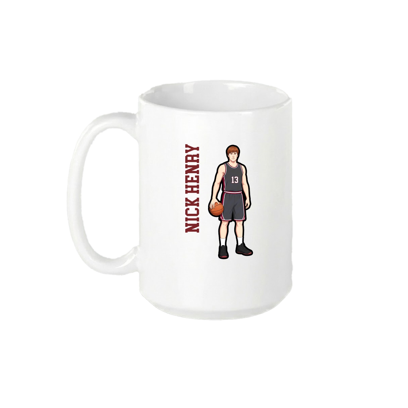 15oz Coffee Mug — Name Vertical in White
