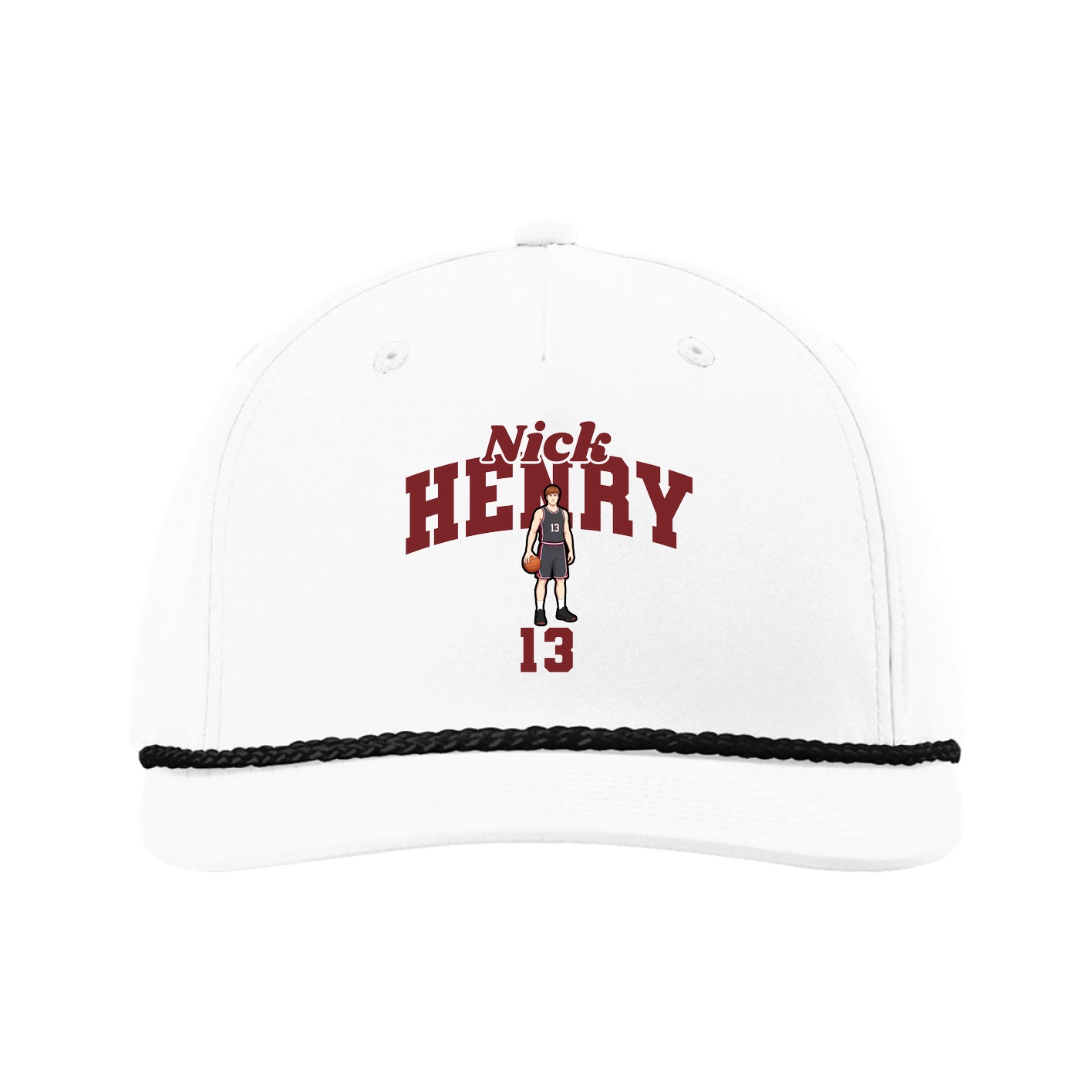 Five-Panel Classic Rope Cap — Signature Arch in White