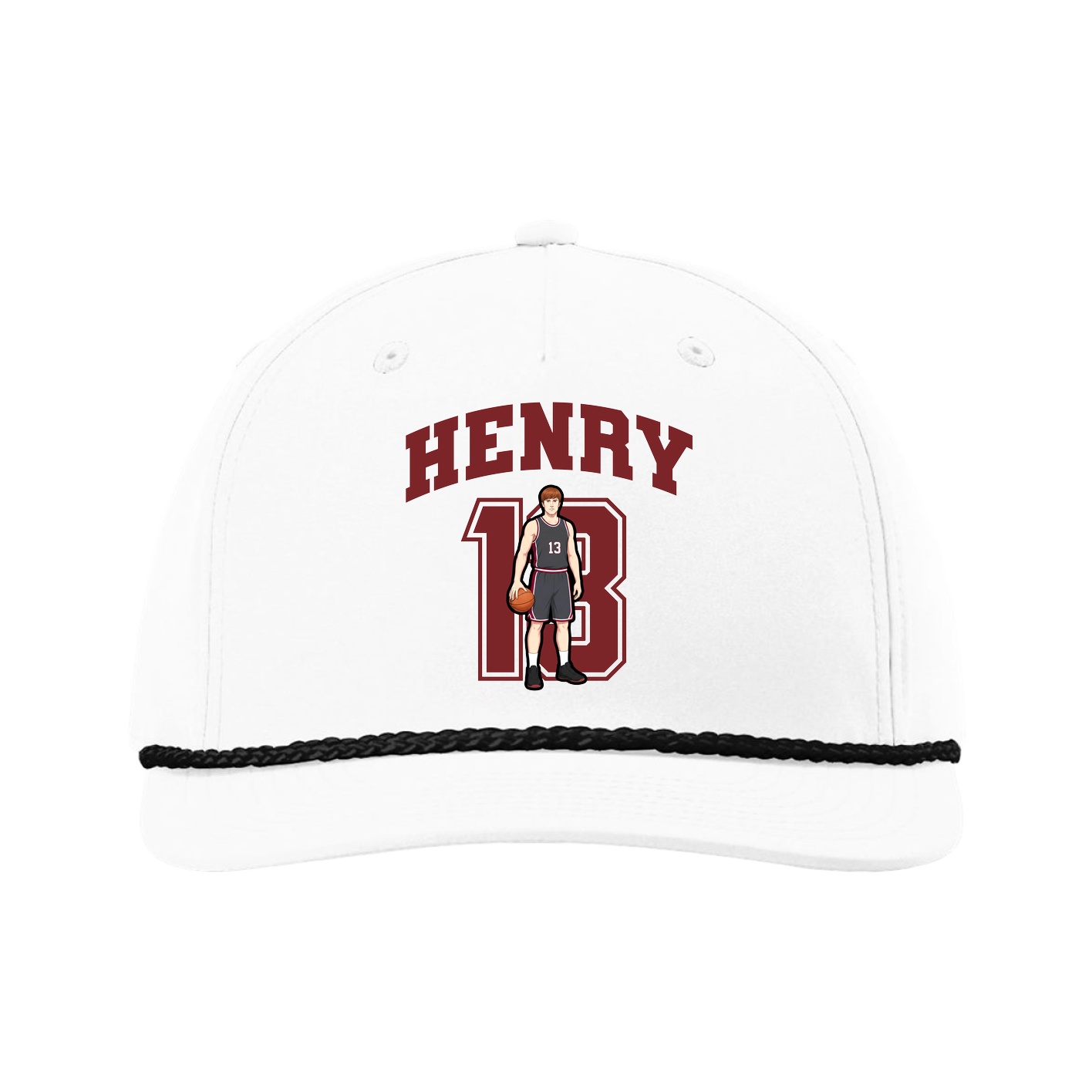 Five-Panel Classic Rope Cap — Number in White