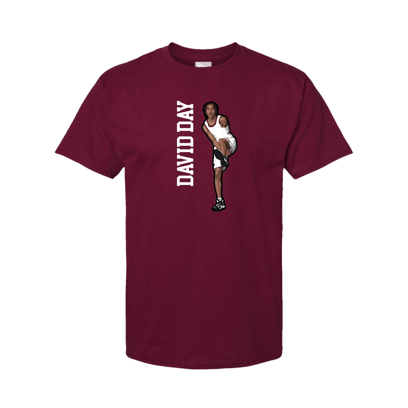 Youth Tee — Name Vertical in Cardinal