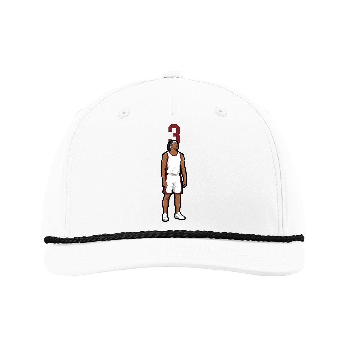 Five-Panel Classic Rope Cap — Number Top in White