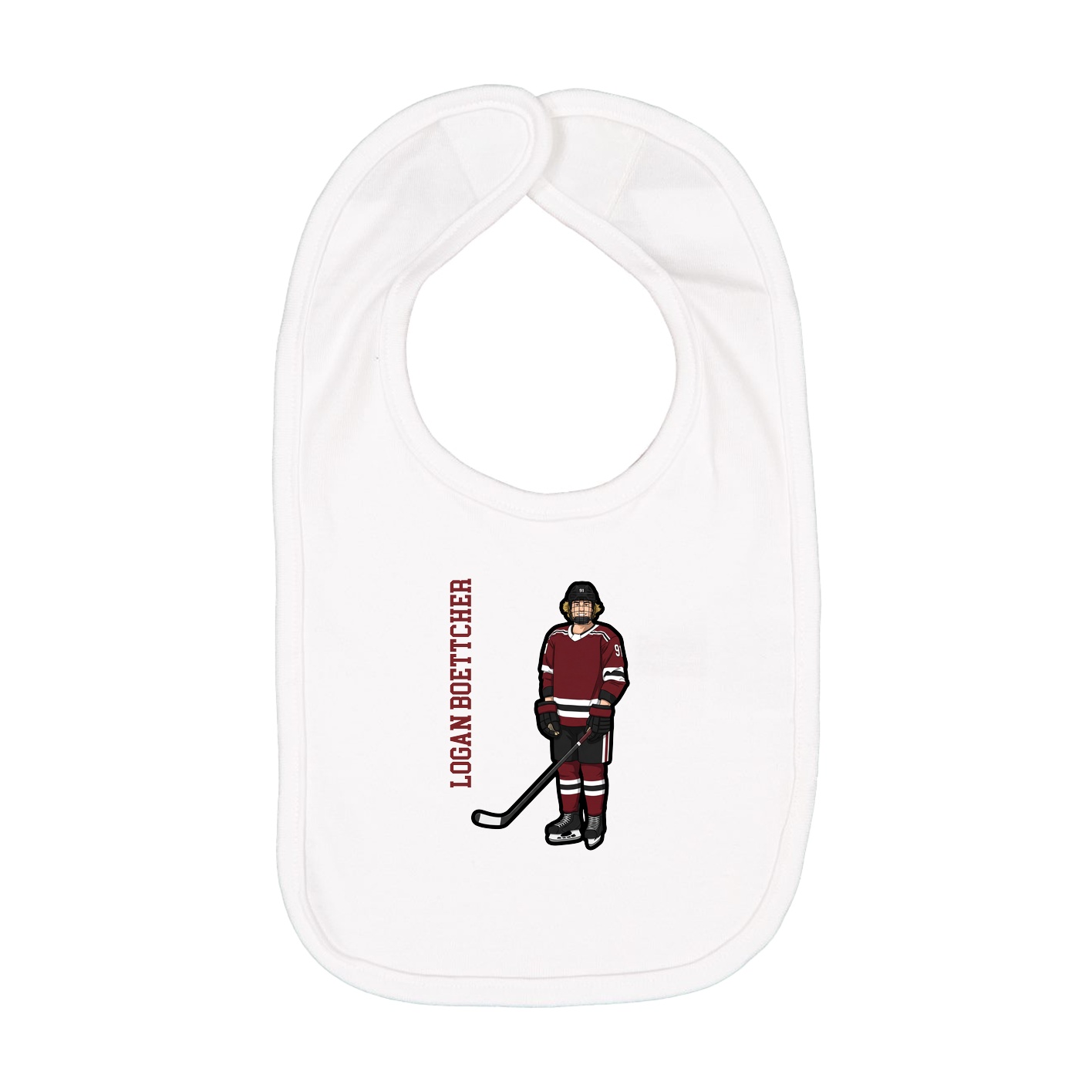 Infant Bib — Name Vertical in White