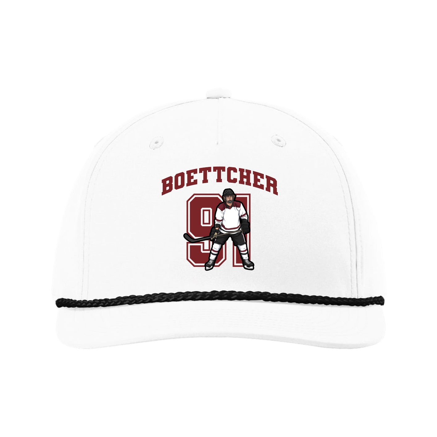 Five-Panel Classic Rope Cap — Number in White