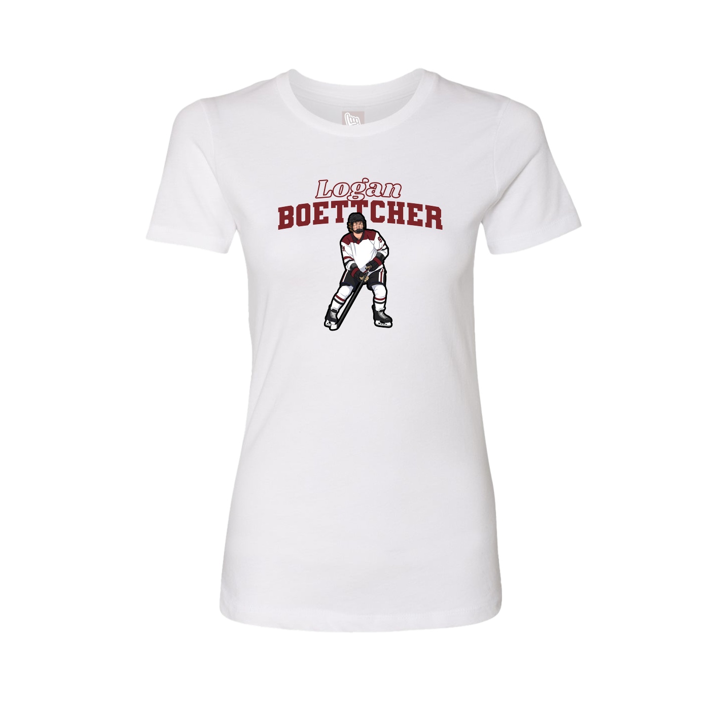 Fitted Women's Tee — Name Arch in White