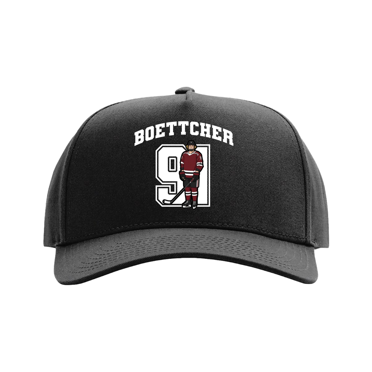 Full Fabric Five-Panel Champ Cap — Number in Black