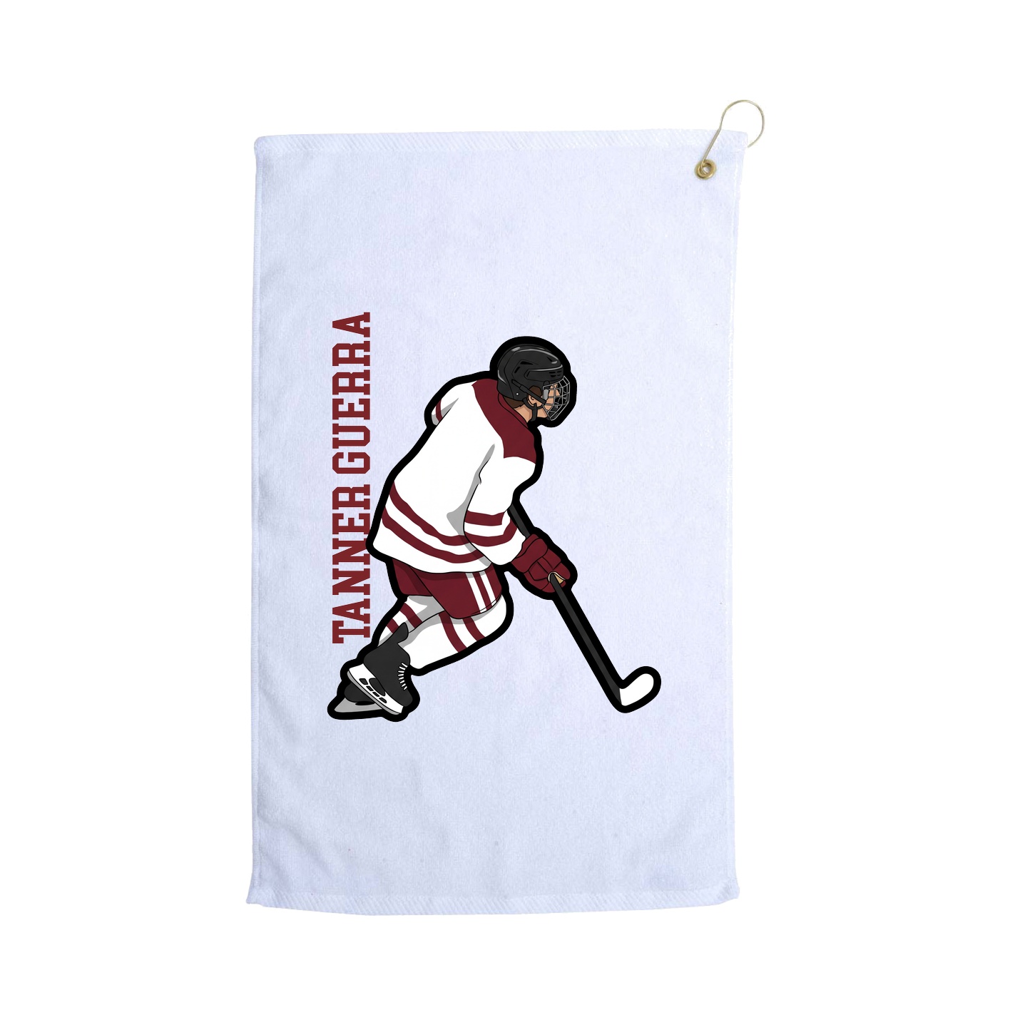 Golf Towel — Name Vertical in White