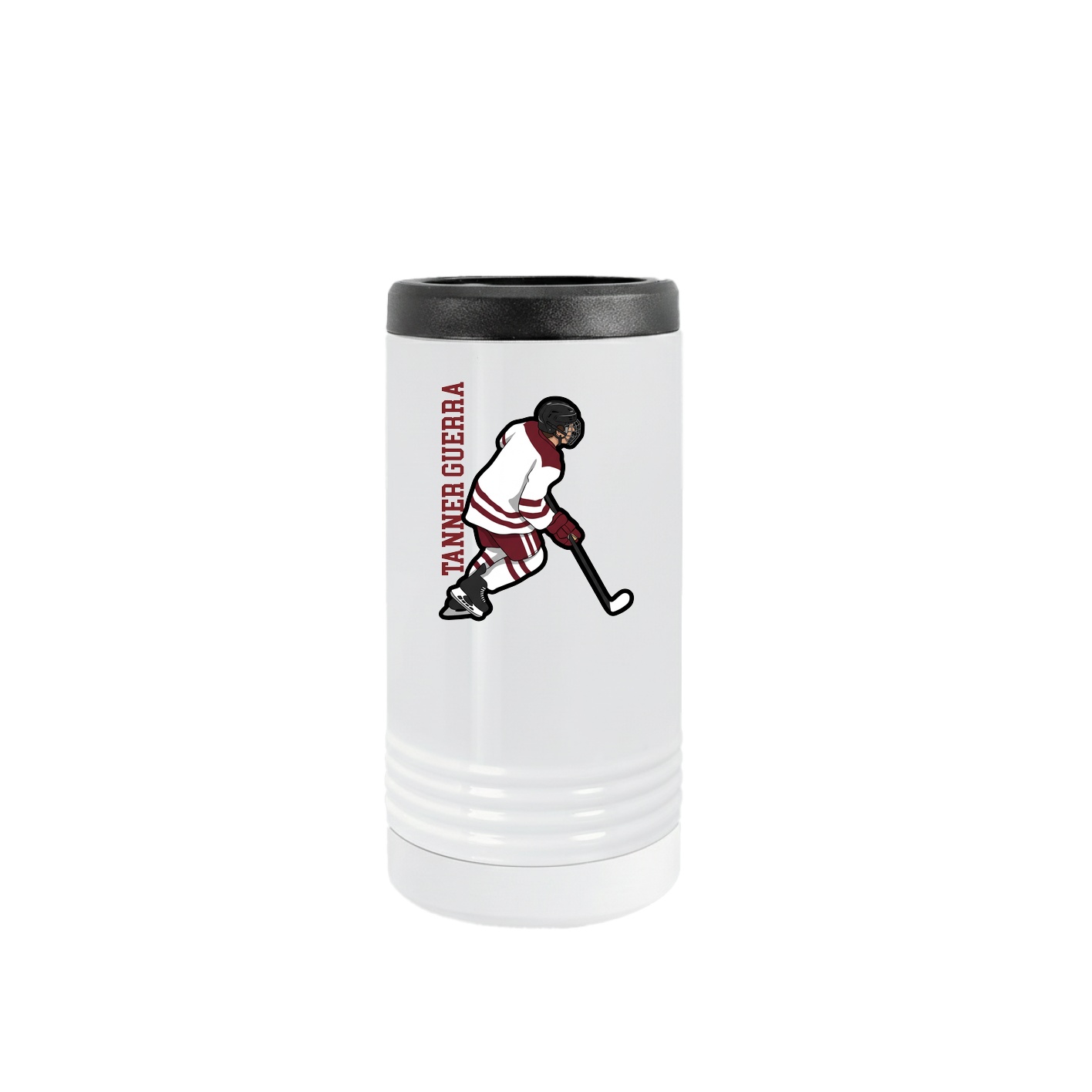 Slim Beverage Holder — Name Vertical in White