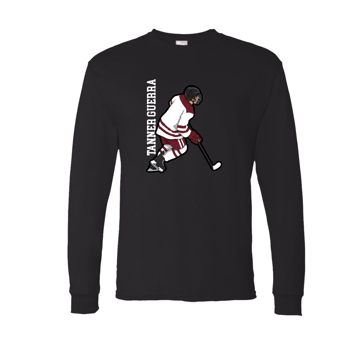 Long Sleeve Tee — Name Vertical in Black