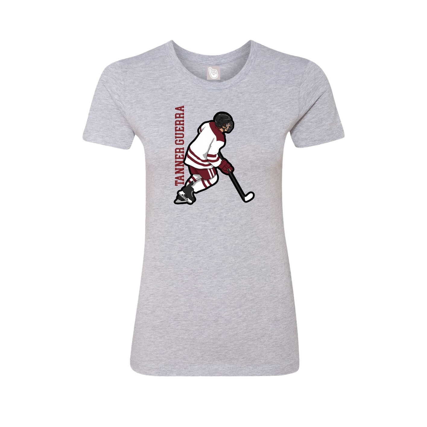 Fitted Women's Tee — Name Vertical in Grey