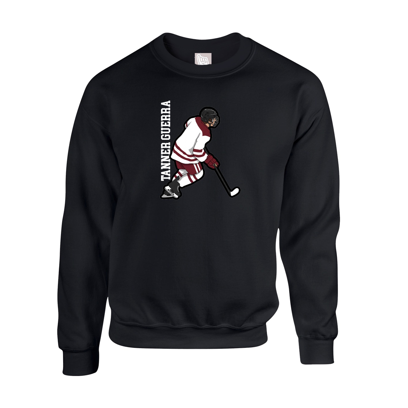 Fleece Crew — Name Vertical in Black