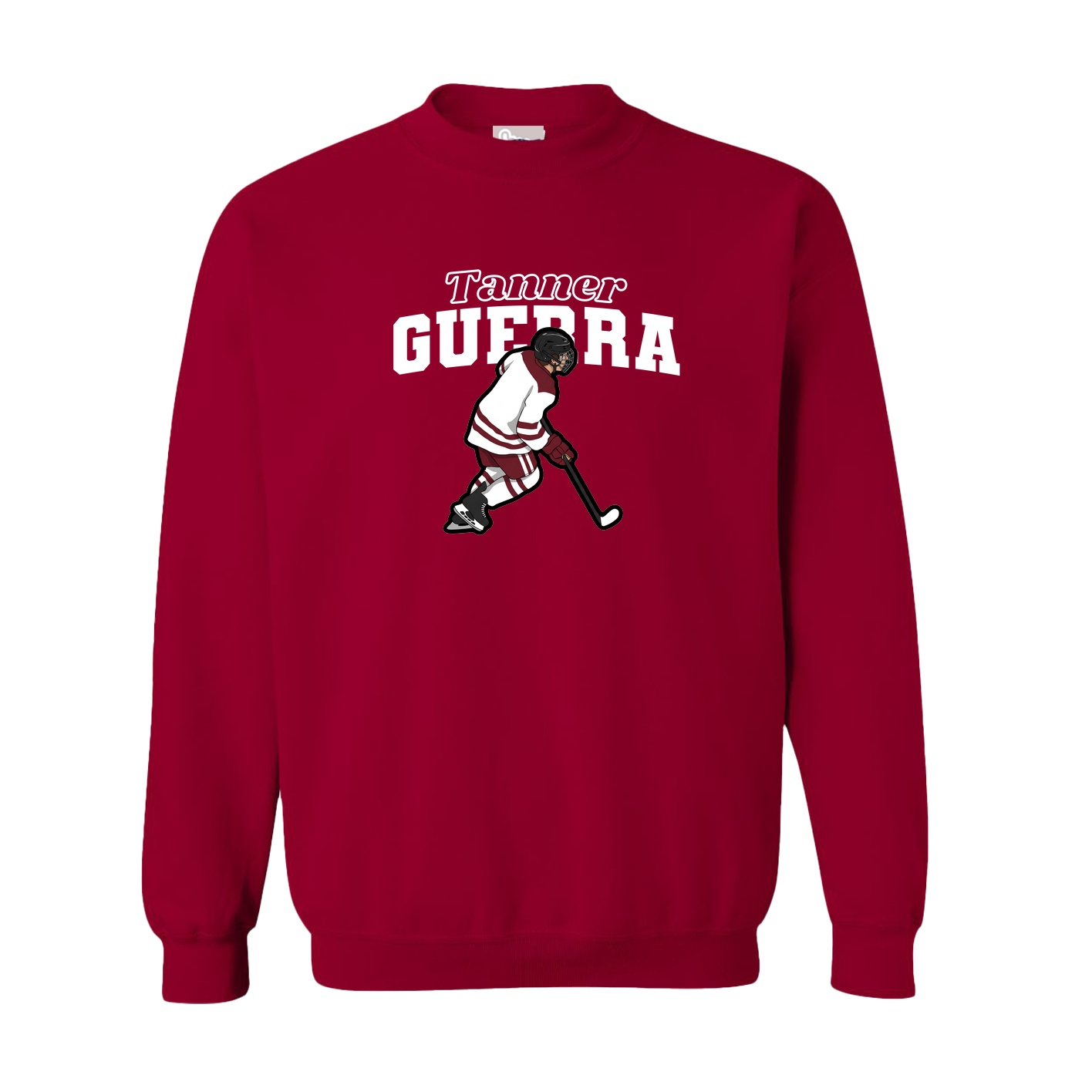 Fleece Crew — Name Arch in Cardinal