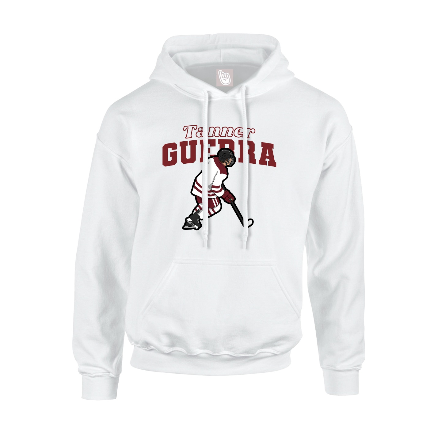 Youth Hoodie — Name Arch in White