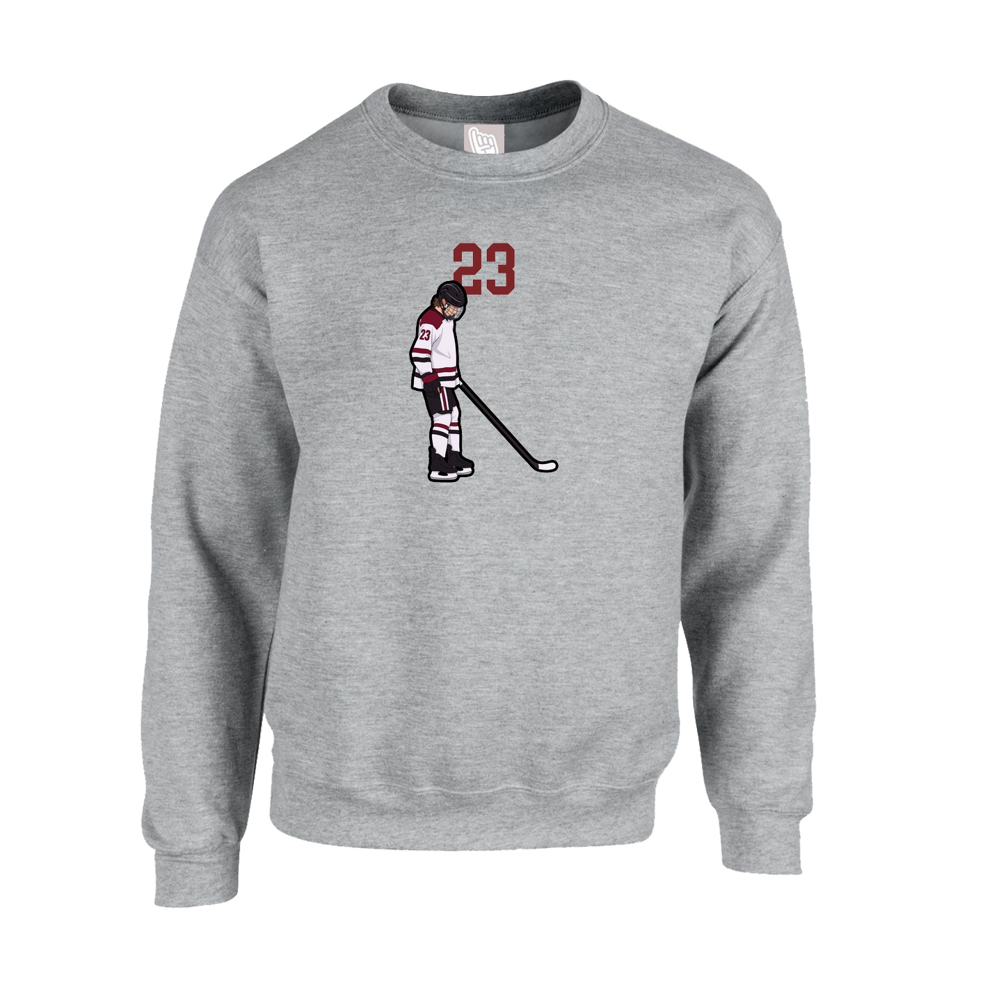 Fleece Crew — Number Top in Grey