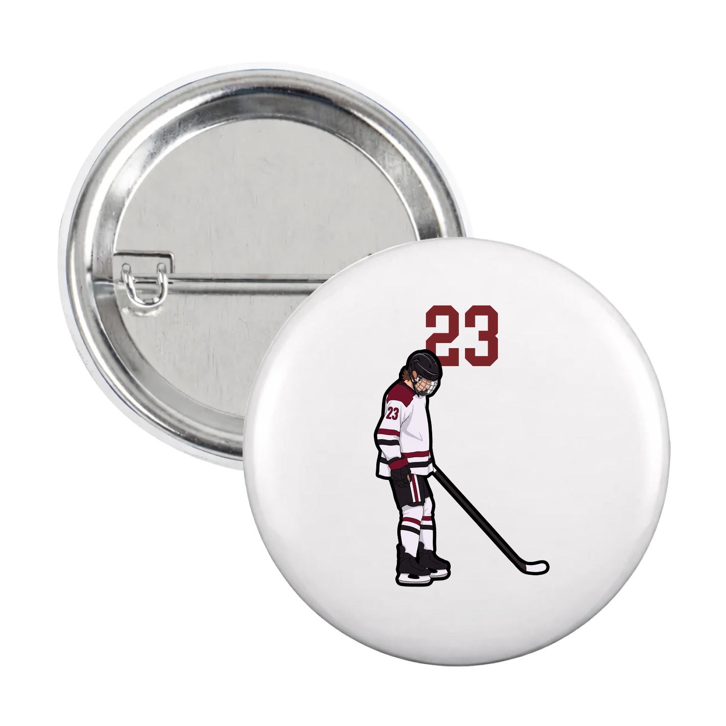 Game Day Button — Number Top in White