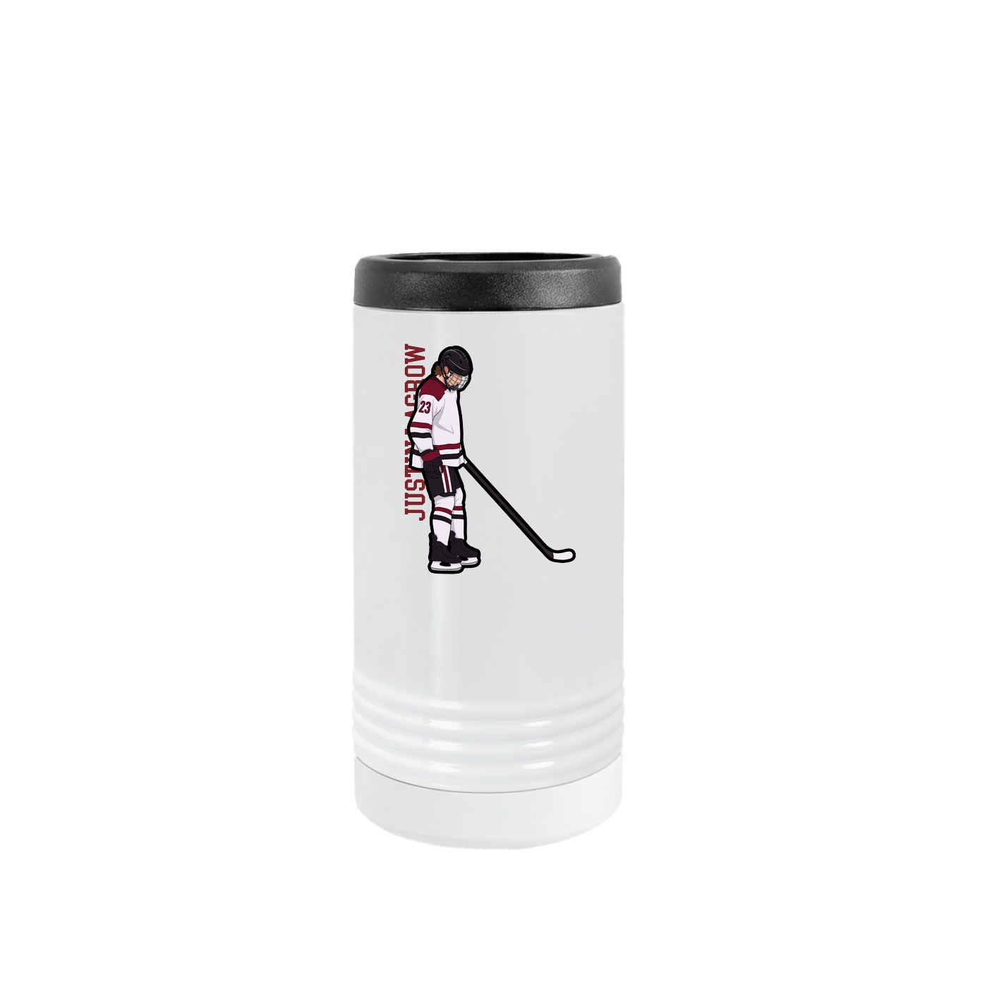 Slim Beverage Holder — Name Vertical in White