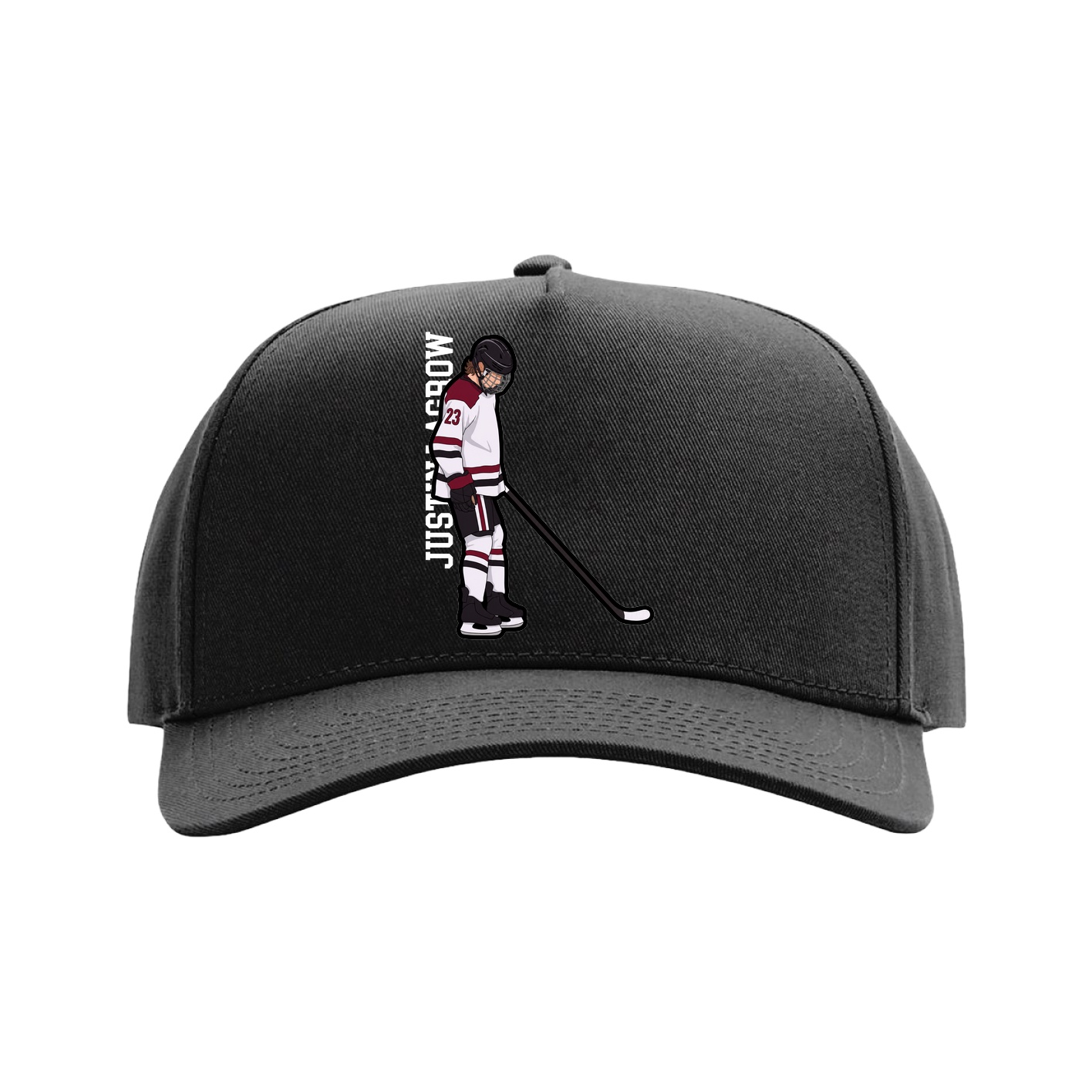 Full Fabric Five-Panel Champ Cap — Name Vertical in Black