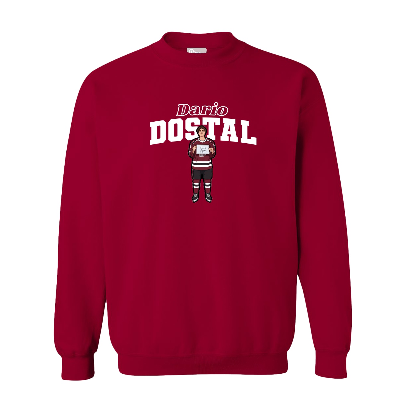 Fleece Crew — Name Arch in Cardinal
