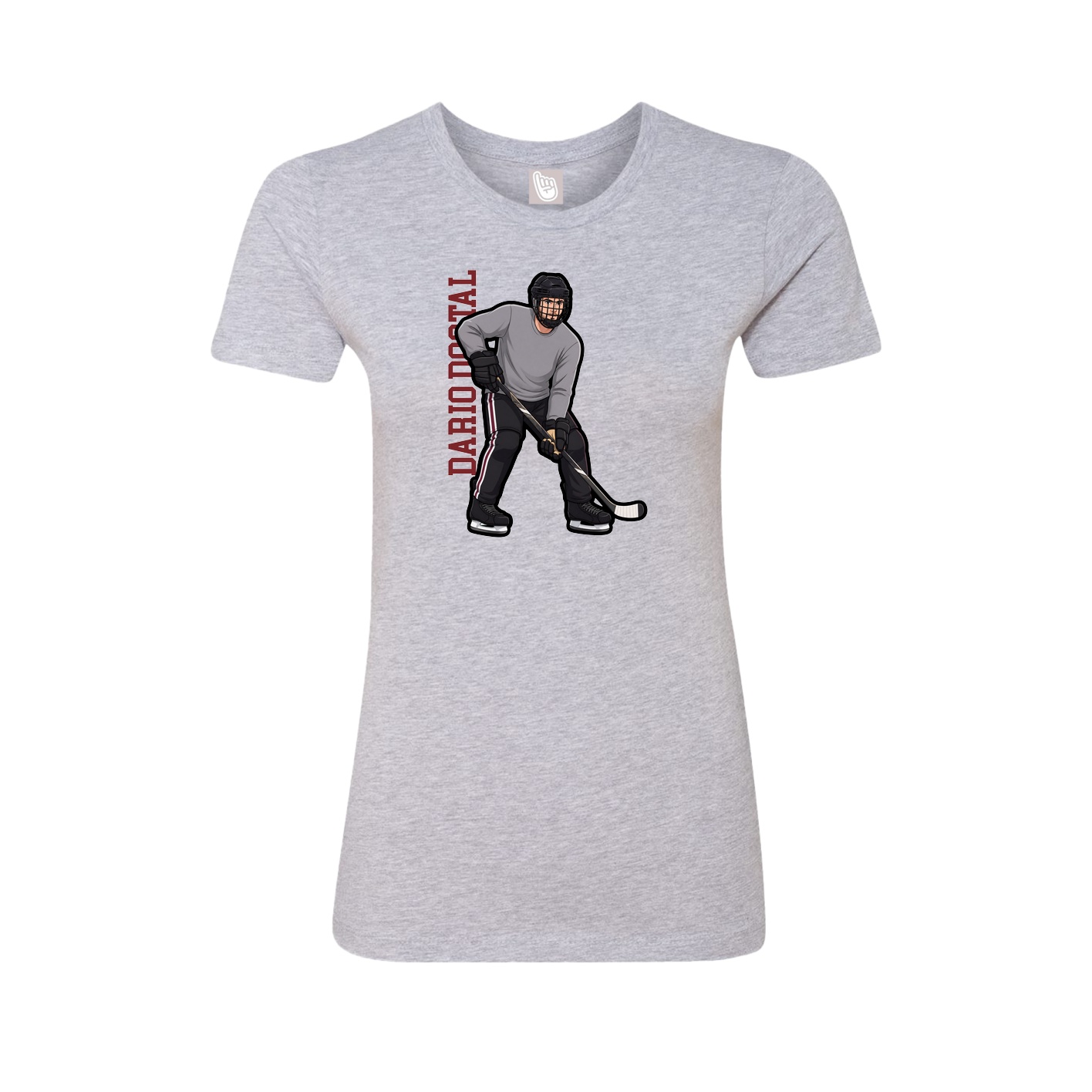 Fitted Women's Tee — Name Vertical in Grey