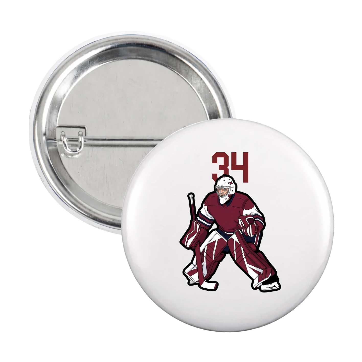 Game Day Button — Number Top in White