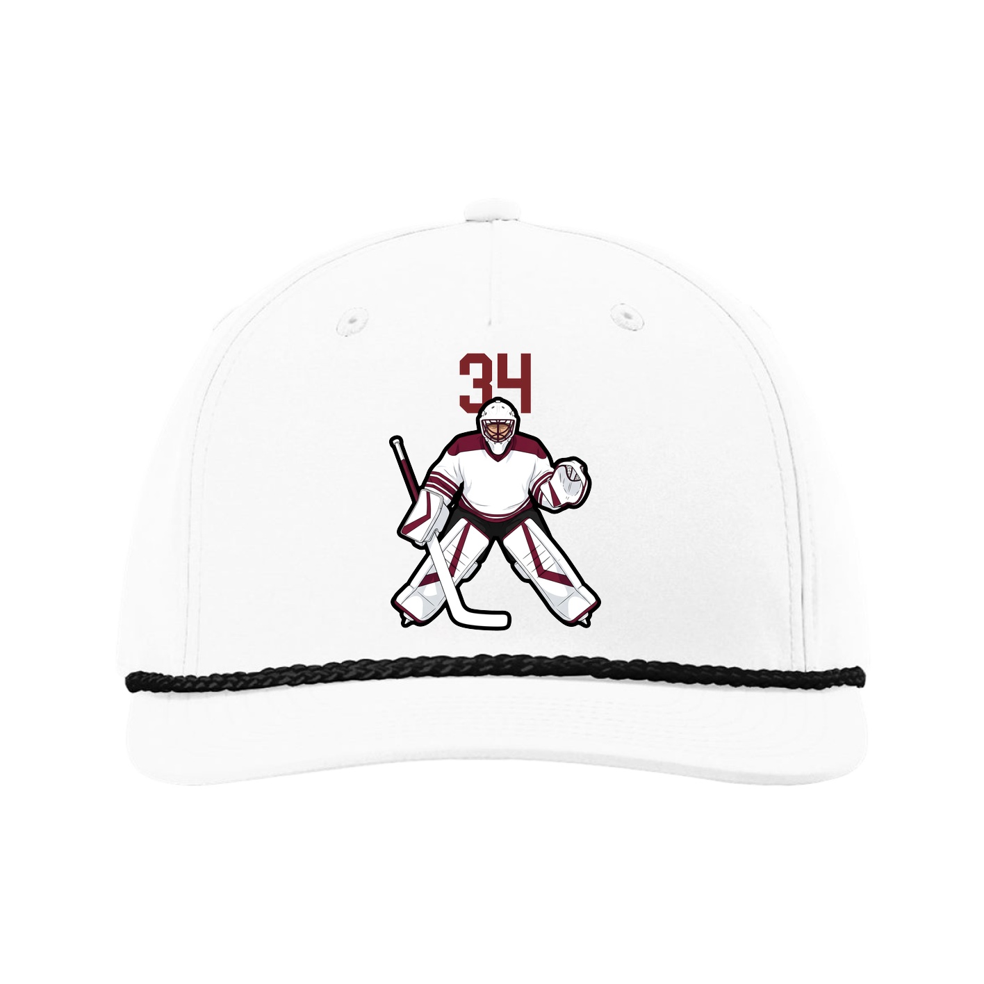 Five-Panel Classic Rope Cap — Number Top in White