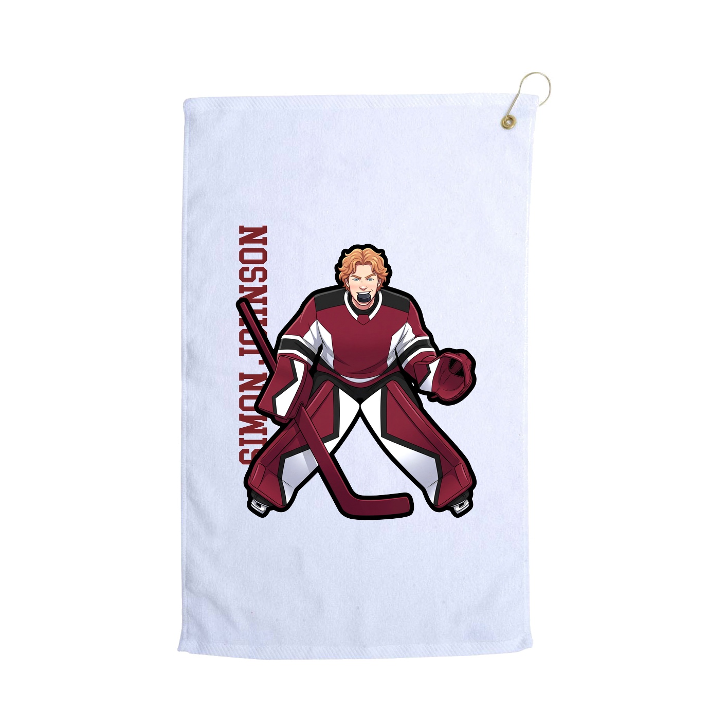 Golf Towel — Name Vertical in White