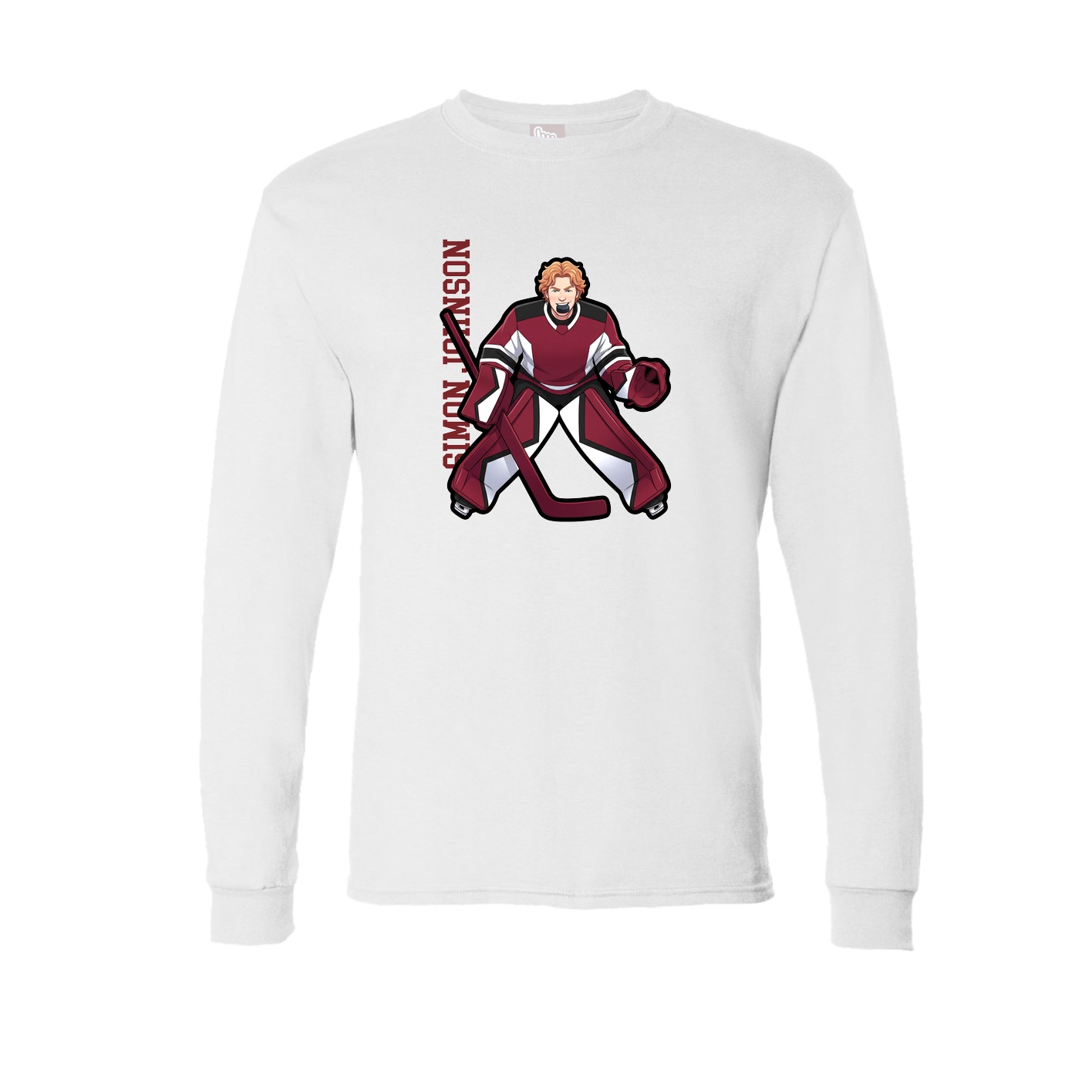 Long Sleeve Tee — Name Vertical in White