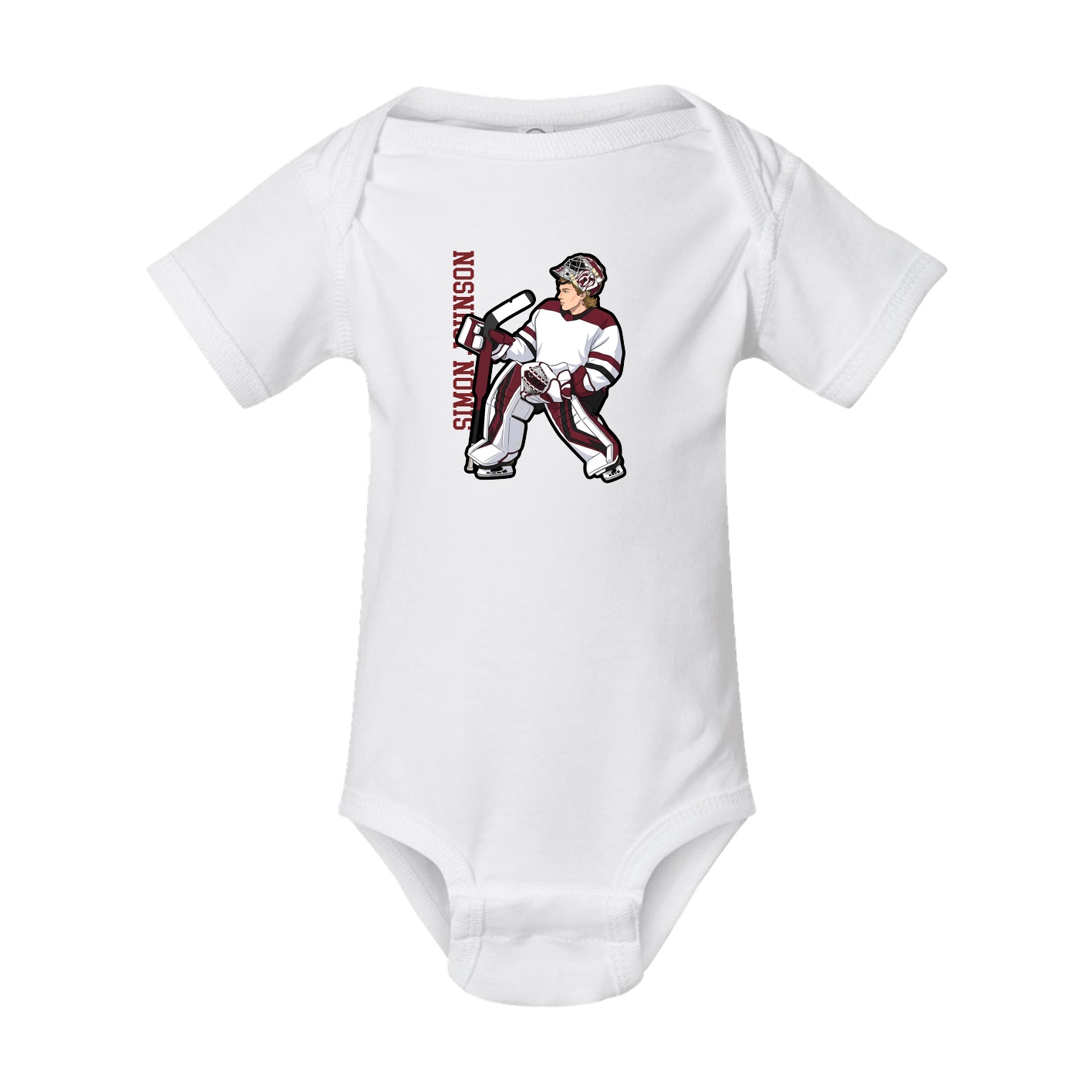 Baby Onesie — Name Vertical in White