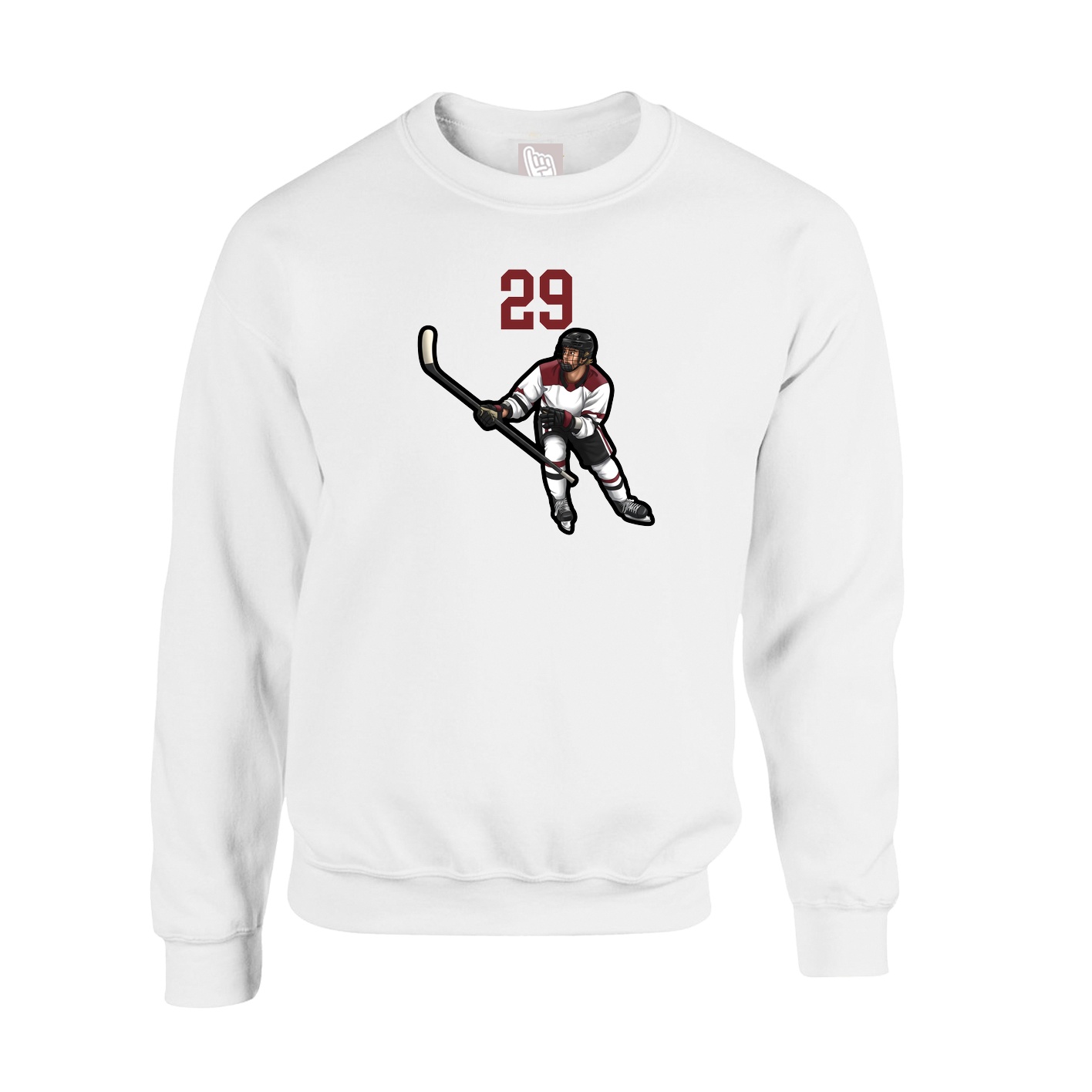 Fleece Crew — Number Top in White