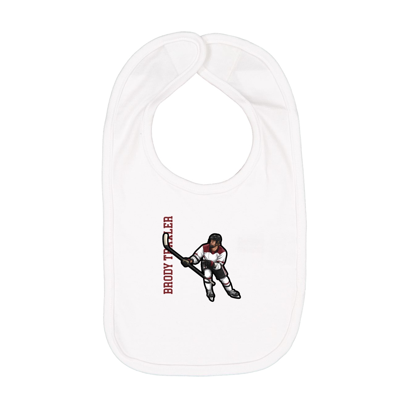 Infant Bib — Name Vertical in White