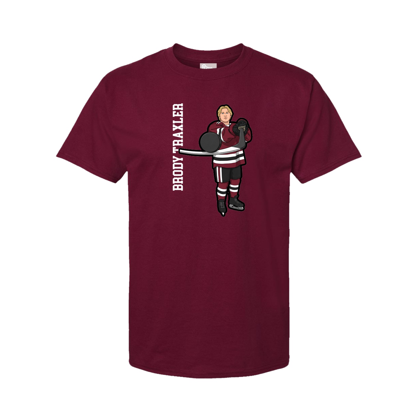 Youth Tee — Name Vertical in Cardinal